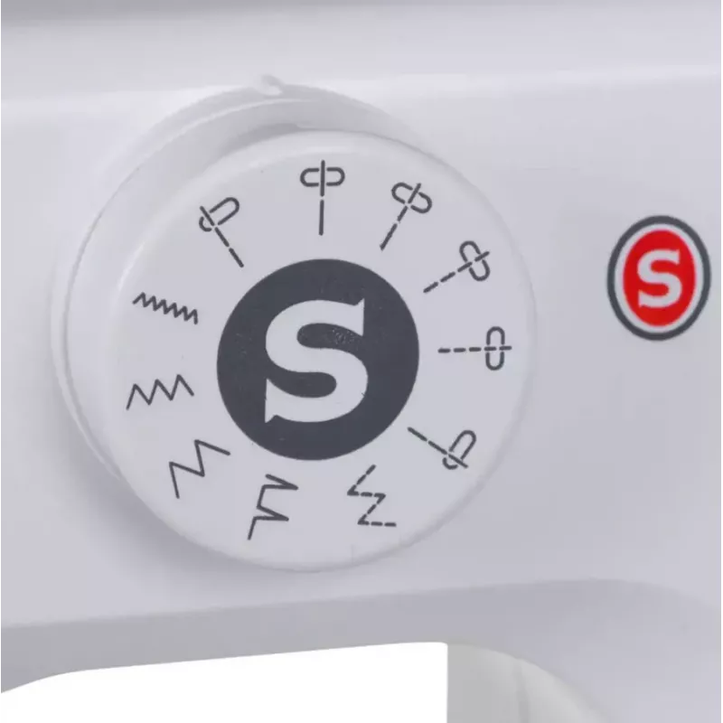 Pusiausiu automatinė siuvimo mašina SINGER M1005 — 11 siūlių, 4 mm dygsnio plotis, viršutinė užmetimo ritė, laisva rankovė, 2,5 kg
