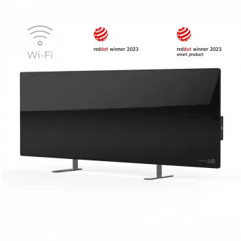 AENO Premium Eco Smart Šildytuvas, 700W, Grūdintas stiklas, Infraraudonųjų spindulių+konvekcinis šildymo tipas, Kištukas: Europos (E/F tipas), JUODAS