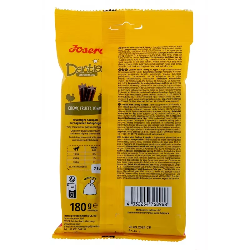 JOSERA Denties kalakutiena su obuoliu – šunų skanėstas – 180g