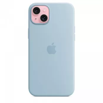 Silicone Dėklas Apple iPhone 15 Plus Šviesiai Mėlynas su MagSafe