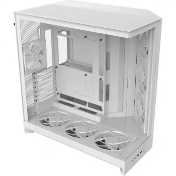 PC korpusas Midi Tower NZXT H9 Flow RGB+ — Baltas, ATX/EATX/Micro-ITX, grūdintas stiklas, 3x140mm priekyje + 1x120mm gale