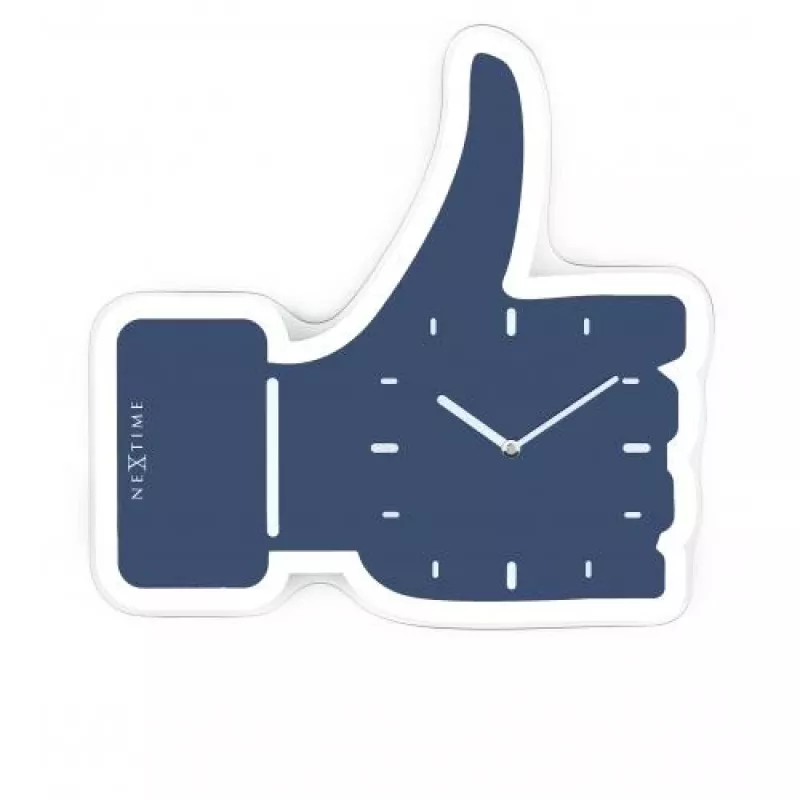 NeXtime laikrodis 3072bl Thumbs up, 40,5x41,5 cm, sieninis, mėlynas/sidabrinis