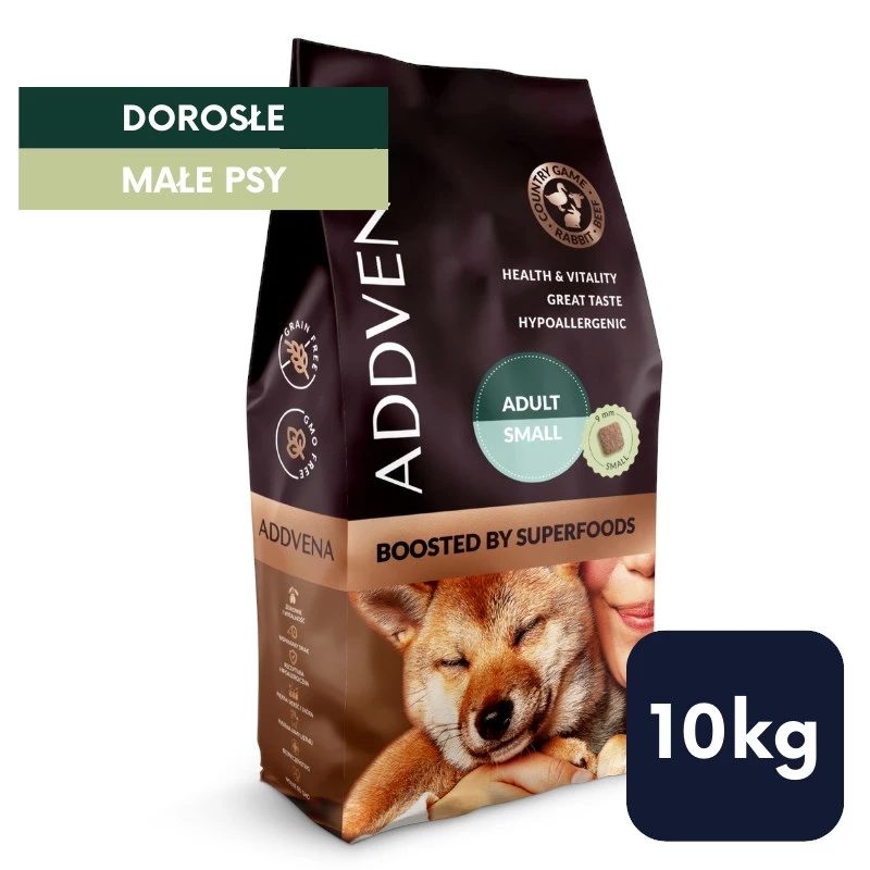 ADDVENA Boosted by superfoods Adult Small Beef - sausas šunų ėdalas - 10kg