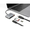 Delock 91016 USB-C kortelių skaitytuvas SD ir microSD kortelėms su USB-A prievadu ir USB-C PD