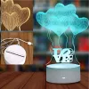 Nakties šviestuvas Extralink HOME 3D optinė iliuzija Keturios širdys USB lovos lempa
