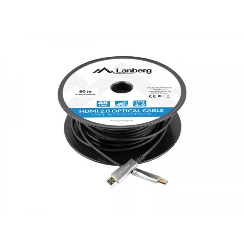 HDMI kabelis Lanberg CA-HDMI-20FB-0800-BK 80 m Type A vyras į vyrą