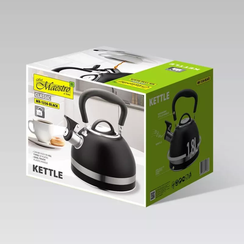 Maestro MR-1336 (MR-1336-BLACK) arbatinukas ant viryklės, juodos spalvos, 1,8 l