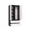 Spinta MALWA SS-90 90×180×50 cm, antracitinis rėmas, balti varstomi durys, 2 stalčiai, laminatas 16 mm