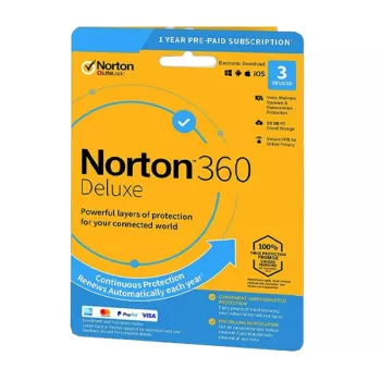 Norton 360 Deluxe | 3 įrenginiai | 1 metai | 25 GB debesies saugykla | ES