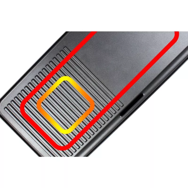 Elektrinis stalo grilis Rommelsbacher BBQ 2003 — 1900 W, 50×25 cm, briaunotas + Teppanyaki, reguliuojamas termostatas, sidabrinis/juodas