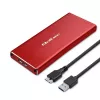 QOLTEC 51831 išorinis SSD dėklas M.2 SATA diskams, USB 3.0, raudonas, iki 2 TB, 30 mm, 4 diskai