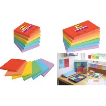 Lipnūs lapeliai Super Sticky 655-6SS-PLAY 127x76mm įvairių spalvų 6 vnt. (655-6SS-PLAY)