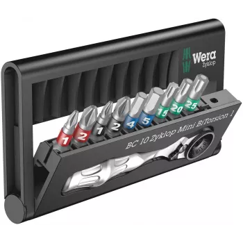 Wera Bit-Check 10 Zyklop Mini BiTorsion 1 rinkinys, 10 dalių, 7,6 x 2,5 x 12,7 cm