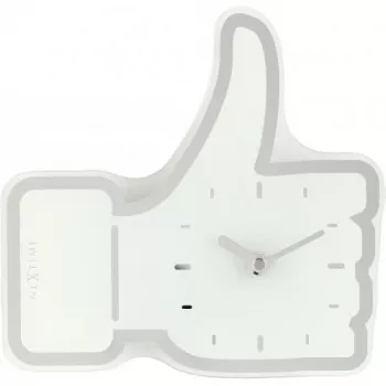 NeXtime klok 5185wi Mini Thumbs Up, 20.5x21 cm, sieninis, baltas/sidabrinis
