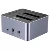 Docking stotelė Unitek 51642 2,5 colio/3,5 colio SATA diskams, USB-C 10Gbps, 2 lizdai, aliuminis