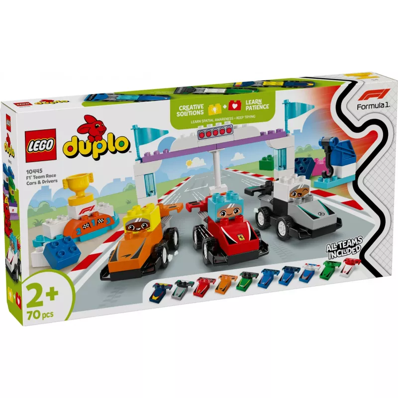 LEGO DUPLO 10445 F1 lenktynių automobiliai ir vairuotojai