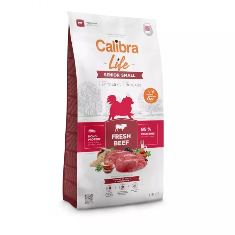 Sausas šunų ėdalas Calibra Life Senior Small Fresh Beef 1,5 kg – granulės vyresnio amžiaus mažų veislių šunims