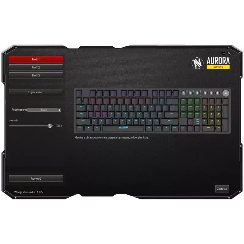 Klaviatūra IBOX AURORA K-6 – Pilno dydžio QWERTY, RF belaidė + Bluetooth, RGB apšvietimas, Mechaniniai žemo profilio klavišai, Juoda