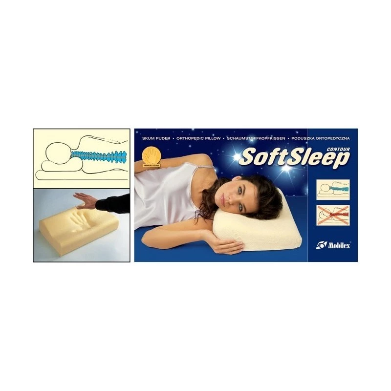 Ortopedinė pagalvė Mobilex SoftSleep L dydis, ergonomiškas putplastis, 500×300×120 mm, tankis 50 kg/m³