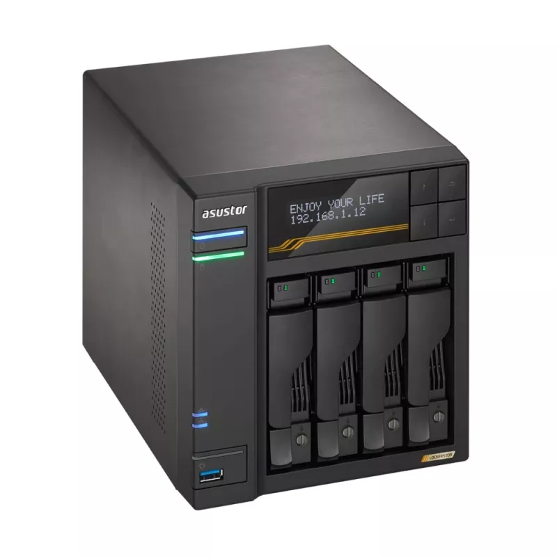 Asustor Lockerstor 4 Gen3 AS6804T 4 lizdų NAS, AMD Ryzen V3C14, 16 GB DDR5 ECC, 2x 10GbE + 2x 5GbE