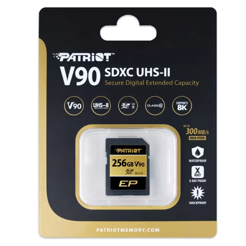 Atminties kortelė PATRIOT V90 256GB SDXC UHS-II U3 Class 10 (PEF256GEP92SDX)