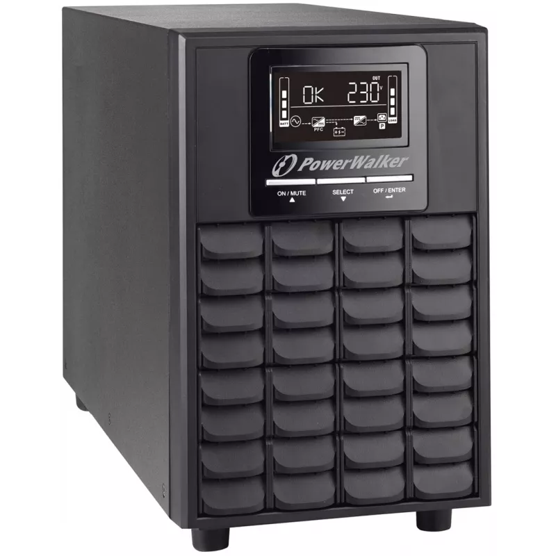 Nepertraukiamo maitinimo šaltinis PowerWalker VFI 1000 CG PF1, dvigubo keitimo (Online), 1 kVA / 1000 W, 4 AC lizdai