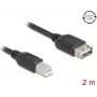 USB 2.0 laidas DELOCK 81531 — 2 m, USB B į USB A, juodas, auksuoti kontaktai