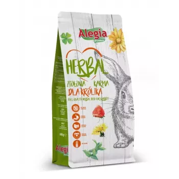 Sausas triušio ėdalas Alegia ALEGIA 600 g – pilnavertis suaugusių triušių ėdalas, vaisių skonio, be grūdų, be glitimo ir be sojos