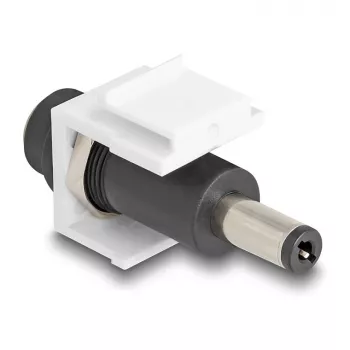 DeLOCK Keystone modulis DC 5,5 x 2,1 mm (moteriška) į DC 5,5 x 2,5 mm (vyriška) baltas