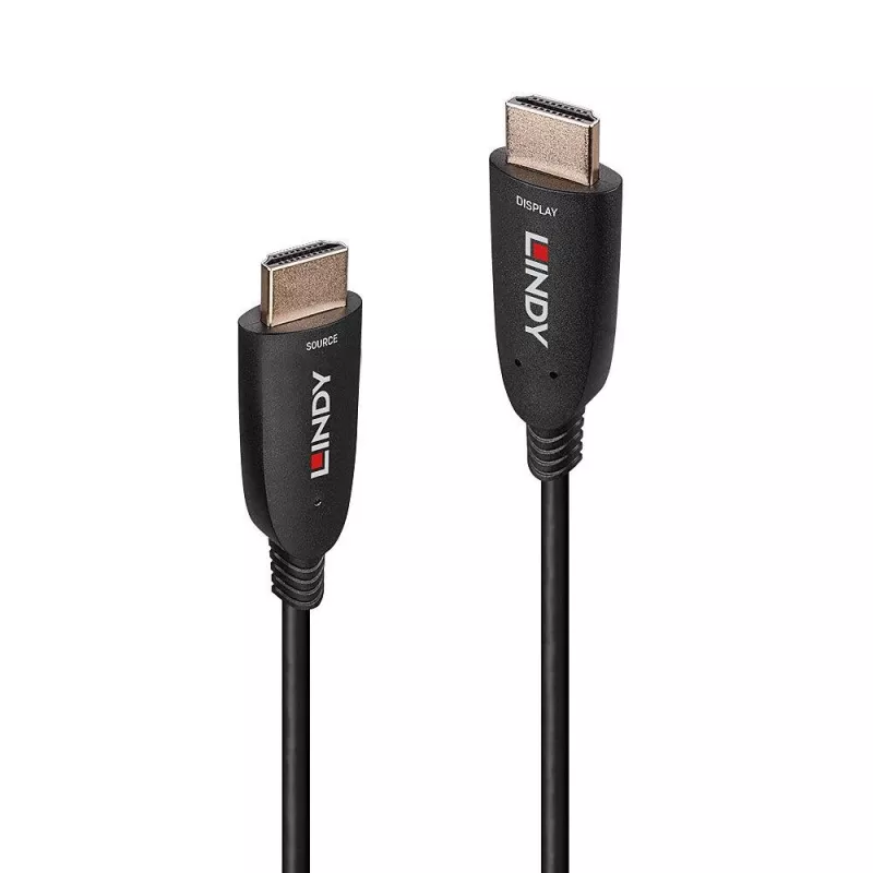 Lindy 10 m Fibro-optinis hibridinis HDMI 8K60 laidas, 10 m, HDMI A tipo (standartinis), HDMI A tipo (standartinis), 48 Gbit/s, juodas