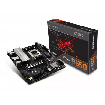 Pagrindinė plokštė Sapphire B650M-E (AMD B650) micro ATX, Socket AM5, DDR5, 2x DIMM, 96GB, 2x M.2 (PCIe5/4), 4x SATA III, 2.5Gb LAN