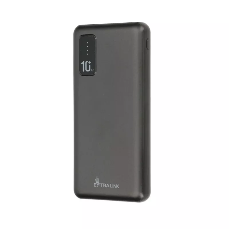 Powerbank Extralink EPB-098B 10000 mAh, LiPo, 2× USB-A + 1× USB-C, juodas