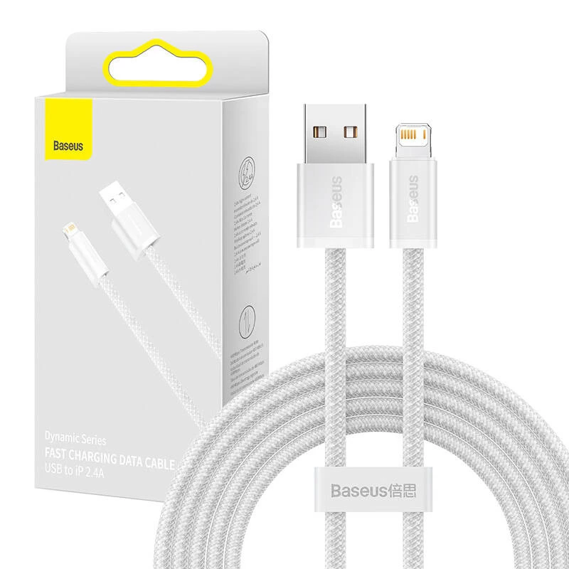 Baseus Dynamic USB į Lightning laidas, 2,4A, 2m (Baltas)