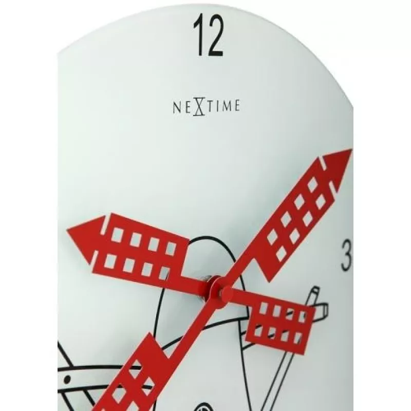 NeXtime klok 8807 Windmil, Ø30 cm, sieninis, baltas/juodas/raudonas