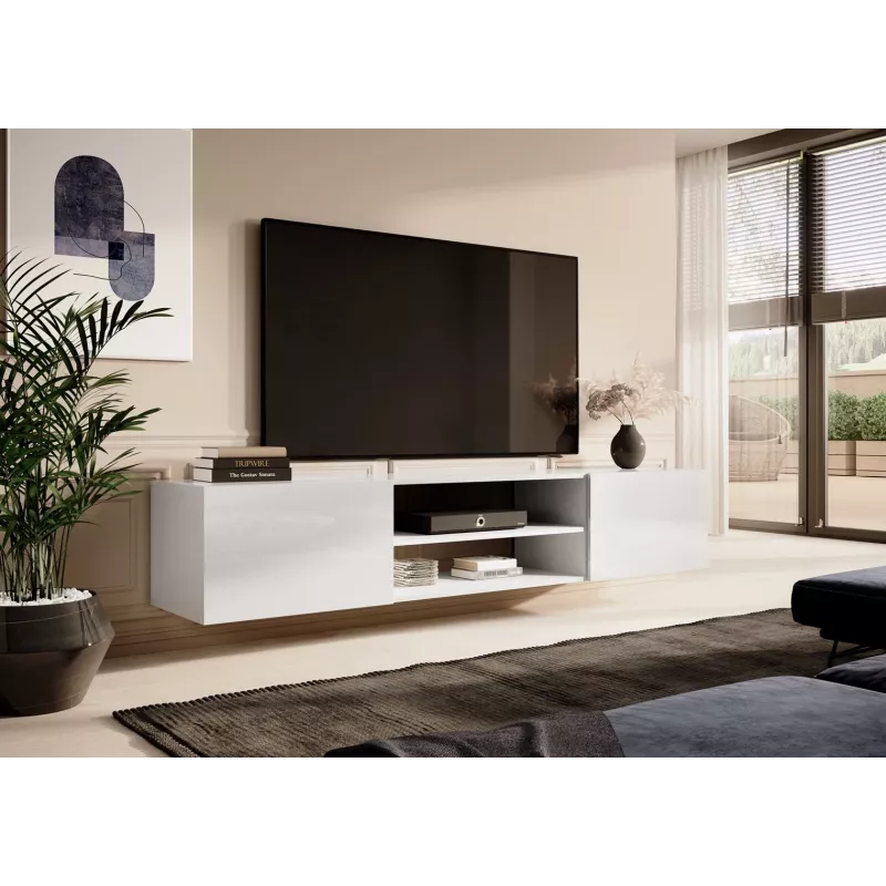 TV spintelė cama meble SLIDE 200K, 200 x 40 x 37 cm, blizganti balta, medžio drožlių plokštės viršus