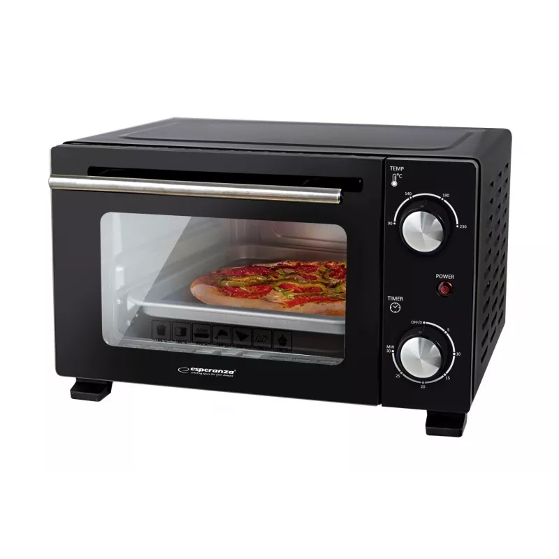 Mini orkaitė ESPERANZA EKO007N, 10 L, 800 W, juoda, maks. 250°C, mechaninis laikmatis 30 min
