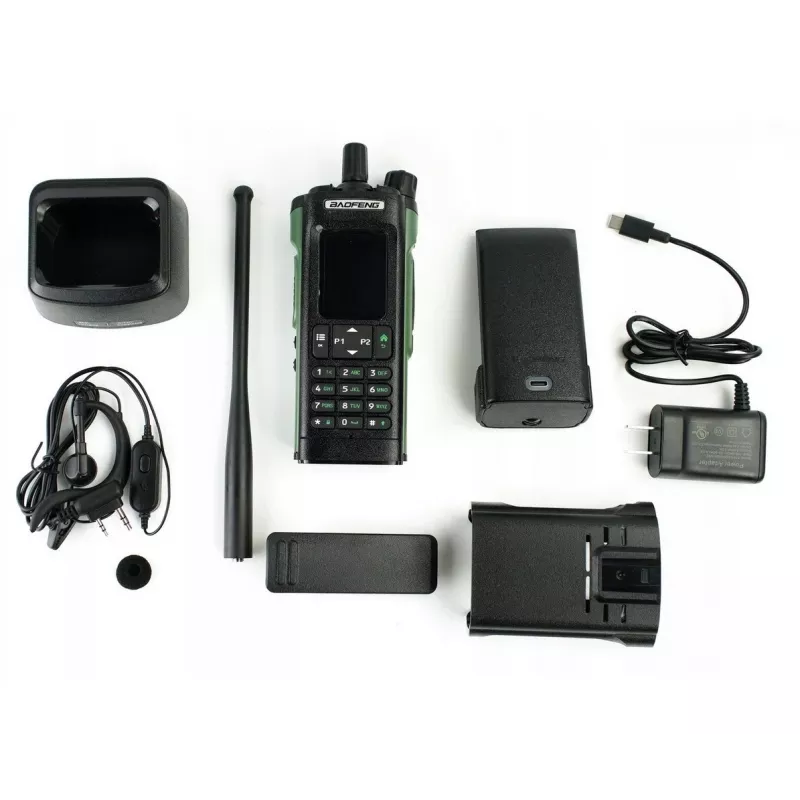 Nešiojama racija Baofeng DM-32E – VHF 144–146 MHz, UHF 430–440 MHz, AIRBAND RX 108–136 MHz, 2200 mAh, DMR/FM, GPS+APRS
