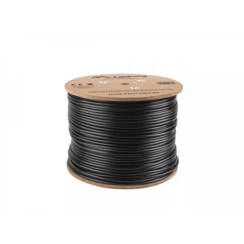 Lanberg LCU6-21CU-0305-BK tinklo laidas, juodas, 305 m, Cat6 U/UTP (UTP), lauko