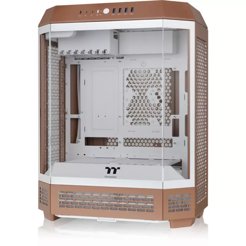 Thermaltake The Tower 600 CA-1Z1-00MUWN-00 Midi Tower ATX kompiuterio korpusas, grūdintas stiklas, 2 x 140 mm ventiliatoriai, 3,5/2,5 col. diskams, Mocha Mousse