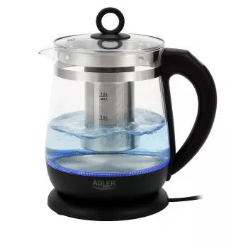 Adler virdulys AD 1299 | 2200 W | 1,5 L | Stiklinis | 360° pagrindas | Juodas