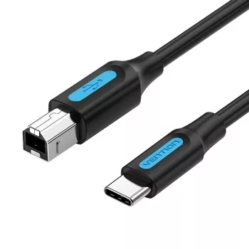 USB-C į USB 2.0 tipo B laidas Vention CQUBH — 2 m, juodas, 480 Mbps, 2 A