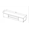 TV stovas cama meble VIVA 180 – 1800×400×370 mm, juodas viršus, juodas rėmas, balti akcentai