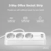 DIGITUS 3 krypčių ilgintuvas su 2×USB-A ir 1×USB-C, 3 kištukiniai lizdai E/F, 1,5 m laidas, baltas