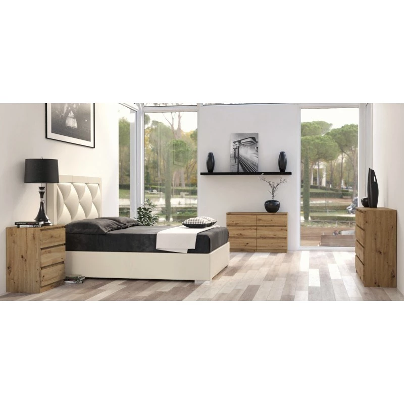 Komoda Top e shop M6 120 ARTISAN, ąžuolo spalvos, 6 stalčių, 1200×300×770 mm