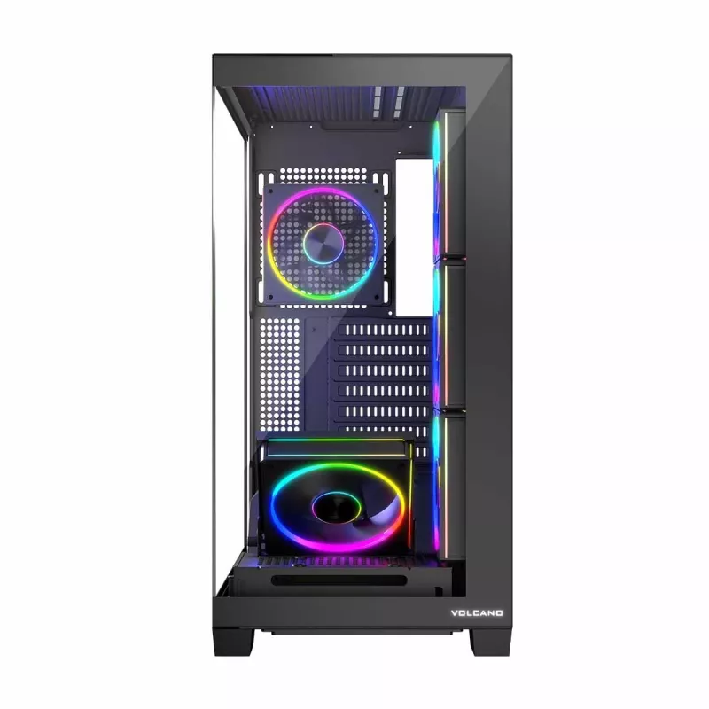 PC korpusas MODECOM Volcano Stellar 5F ATX Midi bokštas, grūdintas stiklas, 5 iš anksto sumontuoti ventiliatoriai, USB‑C, palaiko microATX/ATX, maks. GPU 420 mm, CPU aušintuvo aukštis 175 mm