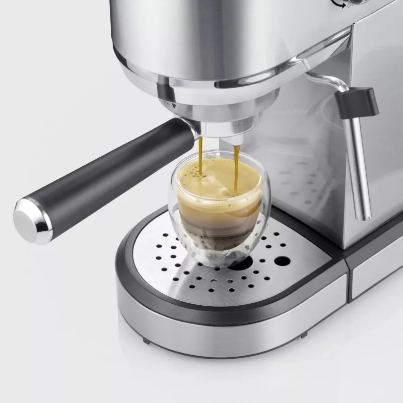 SEVERIN Newspresa KA 5997 pusiau automatinis espresso aparatas, 1 L, 1350 W, juoda/šlifuotas plienas/chromas