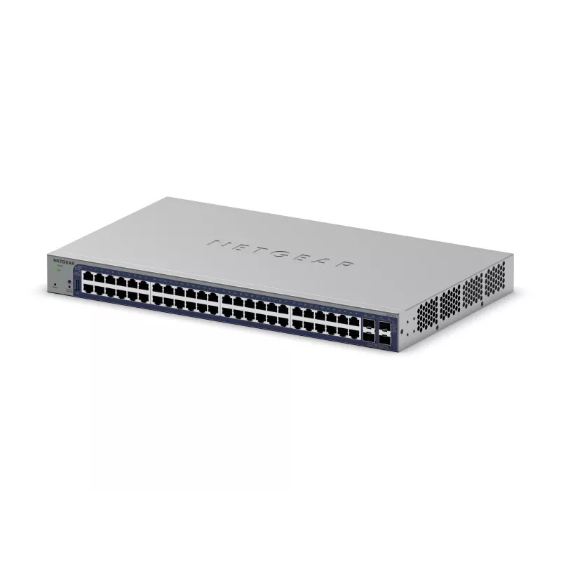 Valdomas Gigabit Ethernet jungiklis Netgear GS752TX, 48x RJ-45 10/100/1000, 10G palaikymas, 1U stovas, pilka