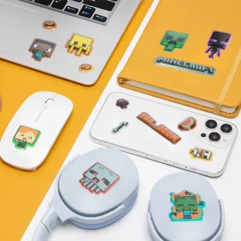 Paladone Minecraft Puffy Gadget Decals PP13218MCF – dekoratyvūs pūsti lipdukai įrenginiams