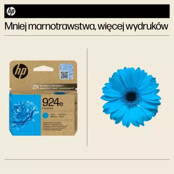 HP 924e EvoMore Original rašalo kasetė, didelės talpos, cianinė, 1 vnt., 800 puslapių