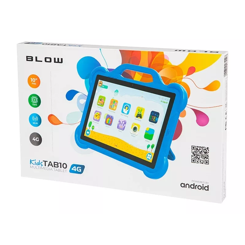 Planšetė BLOW KidsTAB10 10,1 colio pilno dydžio planšetė, 10,1 colio IPS 1200x1920, Android 12, 4 GB RAM, 64 GB eMCP, 4G (MicroSIM), 6000 mAh, Astral Blue